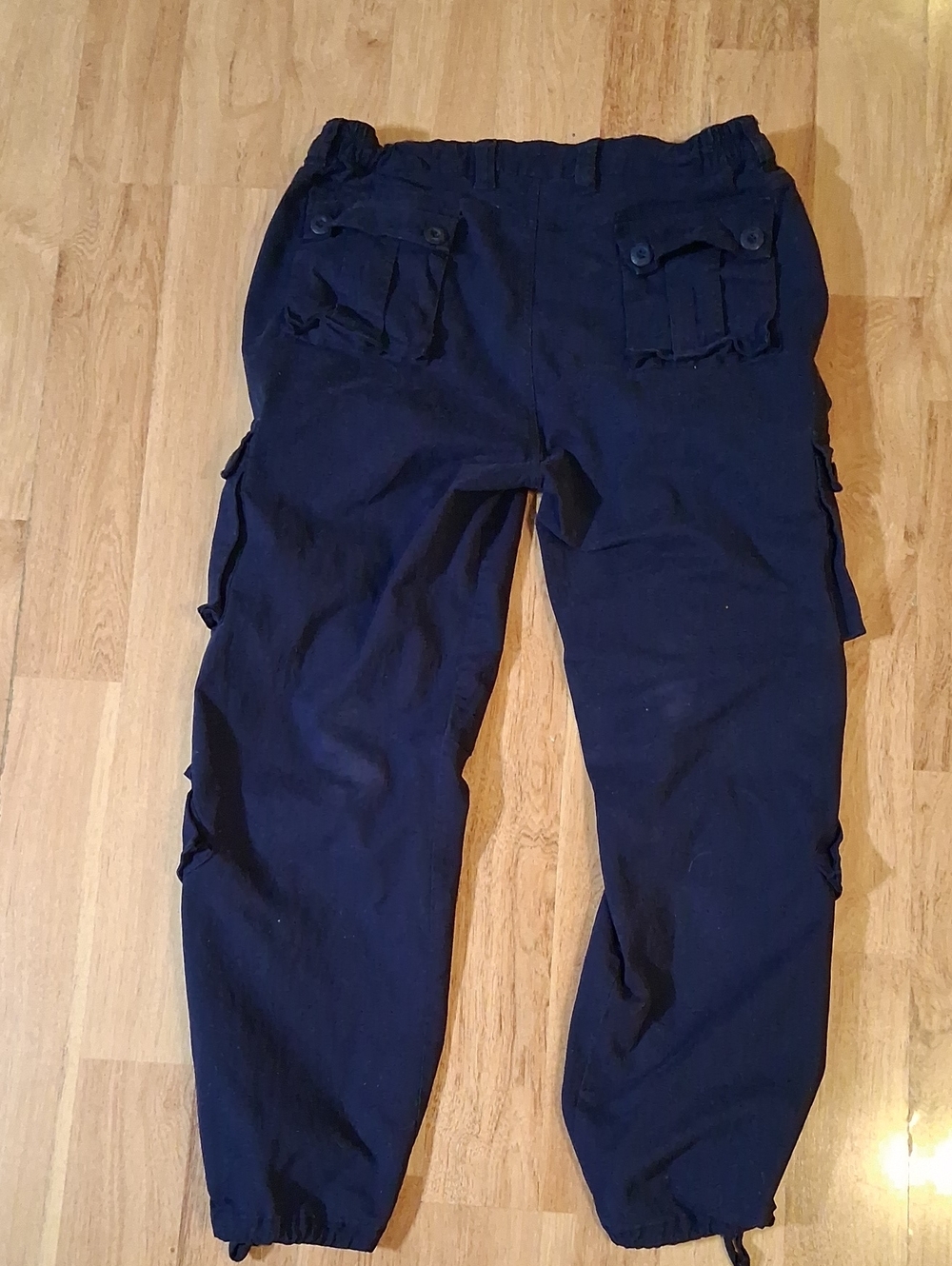 Women's Navy Cargo Jogger Pants with Utility Pockets 97% Cotton - Picture 3 of 4